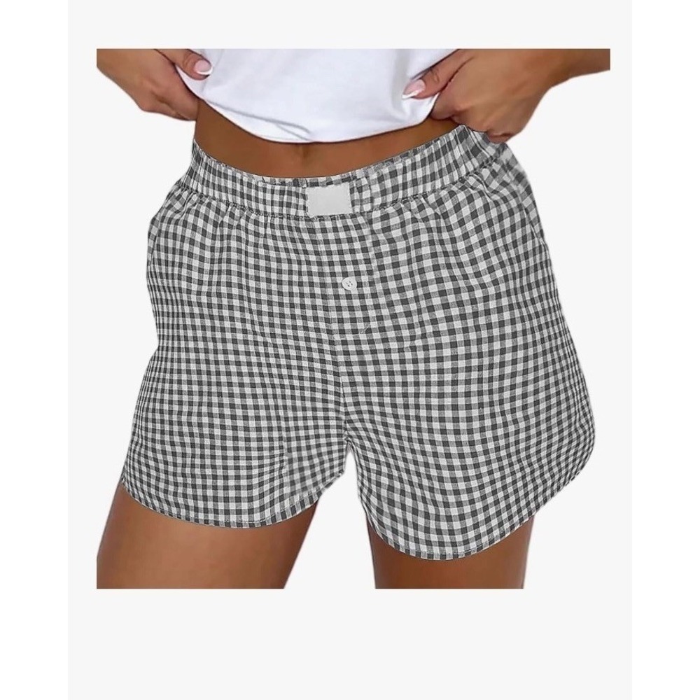 FaroDor Boxer Shorts Women 2XL Black NEW Checkered Gingham Boyfriend Loungewear